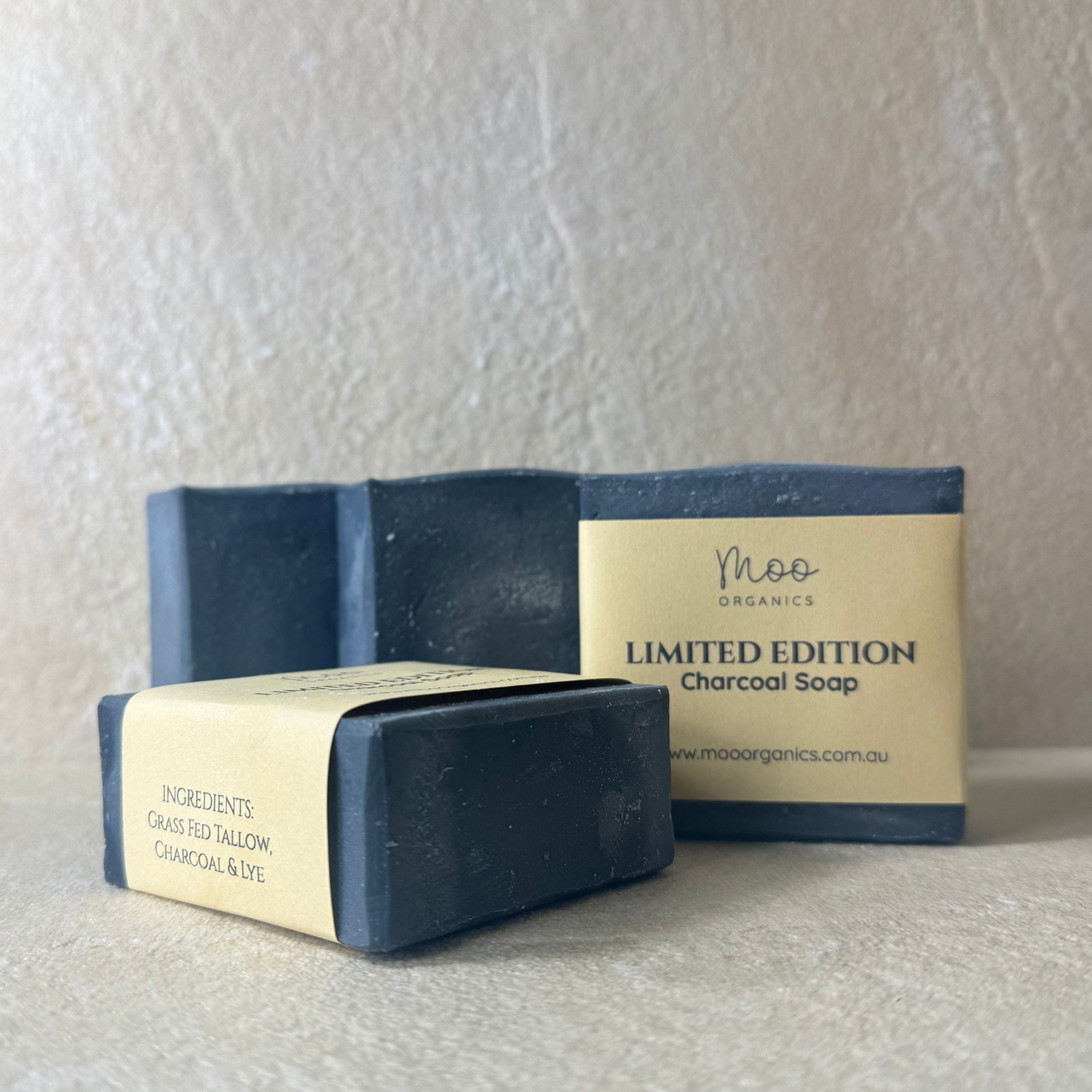 Tallow and charcoal soap made with grass-fed beef tallow and activated charcoal to naturally cleanse, detoxify, and nourish the skin, leaving it refreshed and balanced