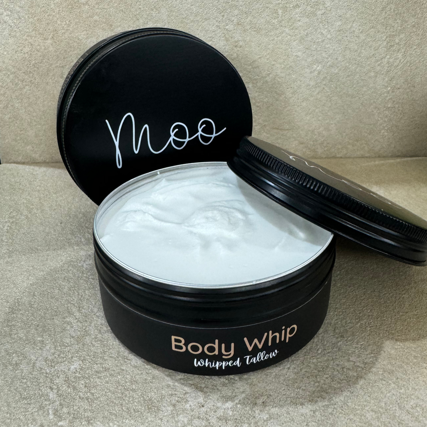 Tallow body whip made with grass-fed beef tallow, a whipped, water-free moisturiser that deeply nourishes and hydrates the skin for a soft, smooth, and healthy feel